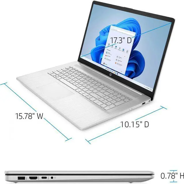 Alt view image 5 of 7 - HP 17 Laptop, 17.3" FHD IPS Display, AMD Ryzen 5 5500U Processor(Beat i5-10500), 16GB RAM, 512GB SSD, AMD Radeon Graphics, Bluetooth, Webcam, HDMI, Windows 11 Home in S Mode, Natural Silver, Cefesfy