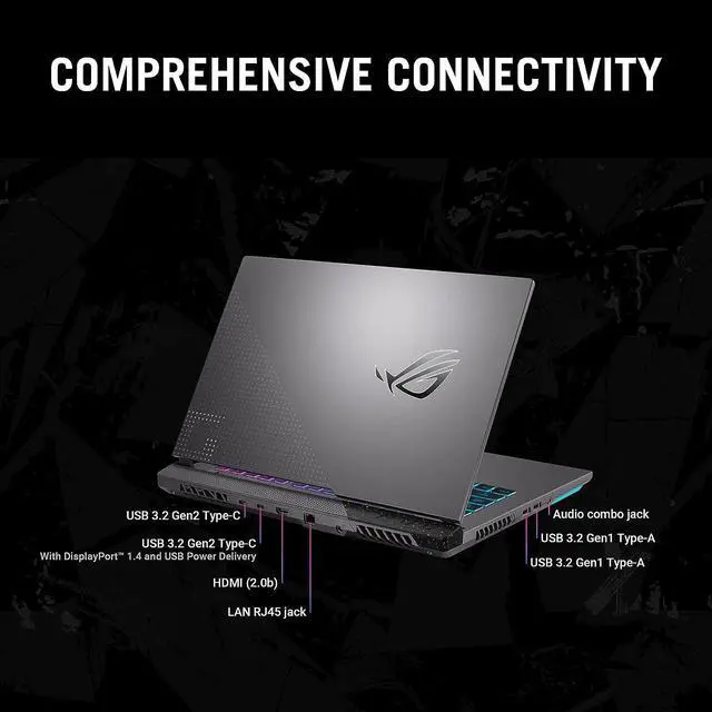 Alt view image 2 of 7 - ASUS ROG Strix G15 Gaming Laptop, 15.6" WQHD IPS 165Hz Display, NVIDIA GeForce RTX 3060, AMD Ryzen 7 6800H (Octa Core), 32GB DDR5 RAM, 1TB SSD, Wi-Fi 6E, Backlit Keyboard, Windows 11 Home