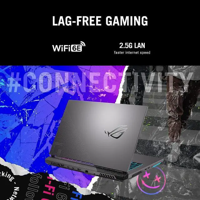 Alt view image 4 of 7 - ASUS ROG Strix G15 Gaming Laptop, 15.6" WQHD IPS 165Hz Display, NVIDIA GeForce RTX 3060, AMD Ryzen 7 6800H (Octa Core), 32GB DDR5 RAM, 1TB SSD, Wi-Fi 6E, Backlit Keyboard, Windows 11 Home