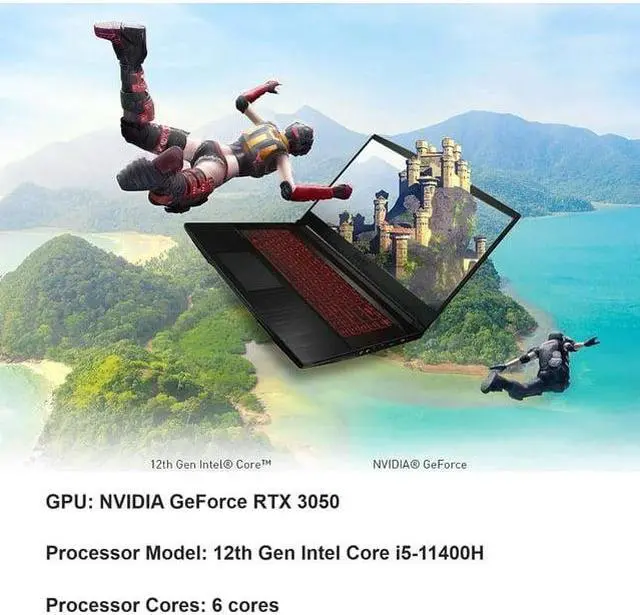 Alt view image 4 of 20 - MSI GF63 Gaming Laptop, 15.6" FHD IPS Display, Intel Core i5-11400H, NVIDIA GeForce RTX 3050, 64GB RAM, 2TB SSD, Wi-Fi, Backlit Keyboard, Bluetooth, Windows 11 Pro, Cefesfy Gaming Mouse 2 TB 64GB