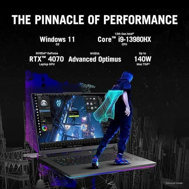Alt view image 2 of 7 - ASUS ROG Strix 16" 165Hz FHD Gaming Laptop, Intel Core i9-13980HX, NVIDIA GeForce RTX 4070, 32GB DDR5 , 2TB SSD, Backlit Keyboard, Wi-Fi 6E, Bluetooth, Windows 11 Pro