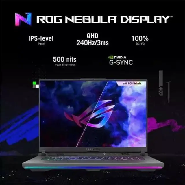 Alt view image 5 of 7 - ASUS ROG Strix G16 16" WQXGA Gaming Laptop, i9-14900HX, NVIDIA GeForce RTX 4060, 32GB DDR5, 1TB SSD, Wi-Fi 6, Backlit Keyboard, Windows 11 Pro