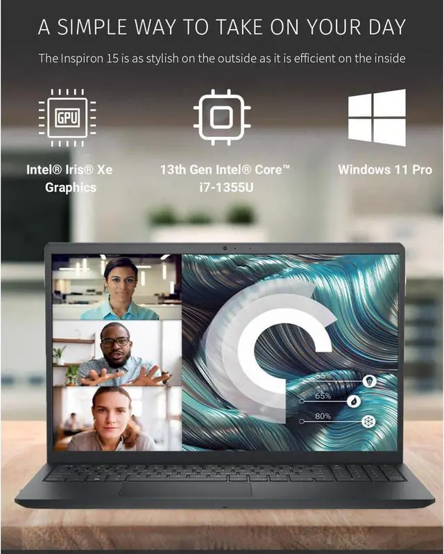 Alt view image 2 of 7 - Dell Business Inspiron 15 3530 Laptop, 15.6" FHD Touchscreen, Intel Core i7-1355U, 32GB RAM, 1TB SSD, Webcam, HDMI, Wi-Fi 6, Windows 11 Pro, Black