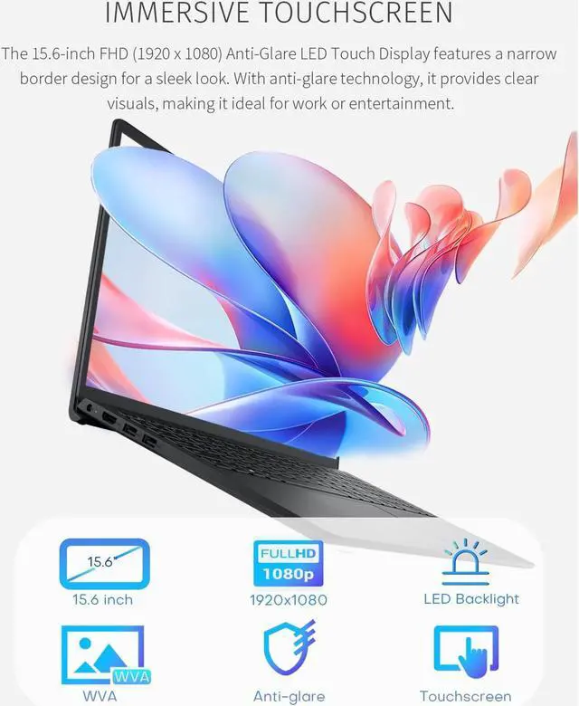 Alt view image 6 of 7 - Dell Business Inspiron 15 3530 Laptop, 15.6" FHD Touchscreen, Intel Core i7-1355U, 32GB RAM, 1TB SSD, Webcam, HDMI, Wi-Fi 6, Windows 11 Pro, Black