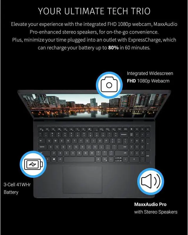 Alt view image 7 of 7 - Dell Business Inspiron 15 3530 Laptop, 15.6" FHD Touchscreen, Intel Core i7-1355U, 32GB RAM, 1TB SSD, Webcam, HDMI, Wi-Fi 6, Windows 11 Pro, Black