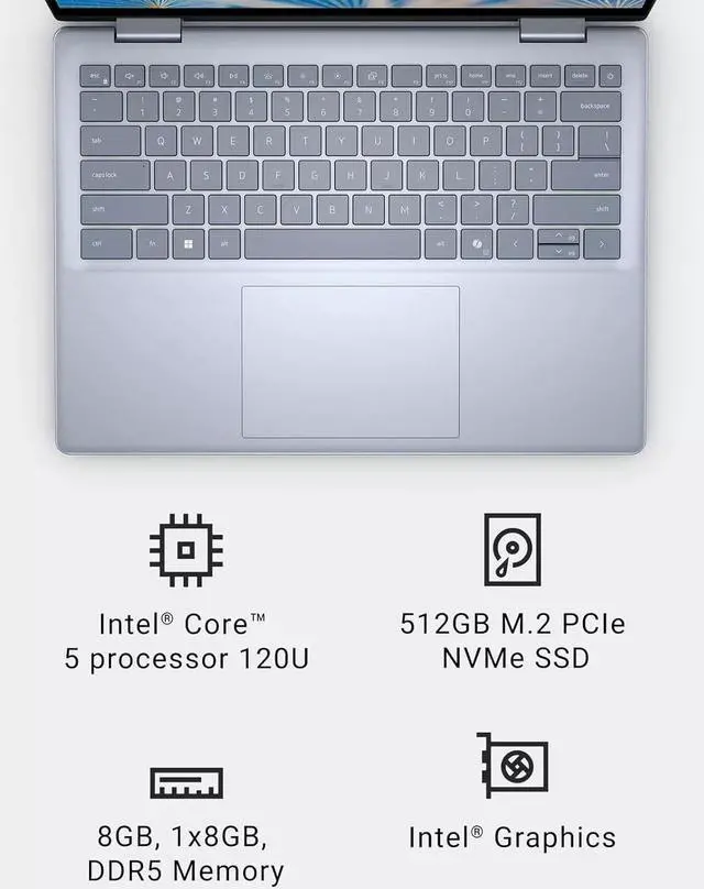 Alt view image 5 of 7 - Dell Newest Inspiron 14" FHD+ 2-in-1 Touchscreen Business Laptop, Intel 5-120U, 16GB DDR5, 1TB SSD, Wi-Fi, Bluetooth, HDMI, Windows 11 Pro