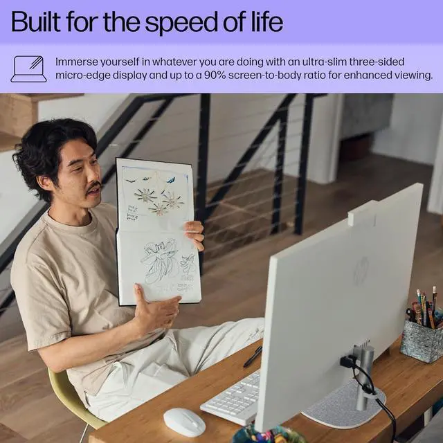 Alt view image 2 of 7 - HP All-in-One Desktop Computer, 27" FHD Display, Intel 10-Core i7-1355U, 64 GB RAM, 1 TB SSD, Intel Iris Xe GPU, Wi-Fi 6, Wireless KB & Mouse, Windows 11 Pro