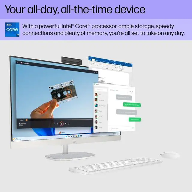Alt view image 4 of 7 - HP All-in-One Desktop Computer, 27" FHD Display, Intel 10-Core i7-1355U, 64 GB RAM, 1 TB SSD, Intel Iris Xe GPU, Wi-Fi 6, Wireless KB & Mouse, Windows 11 Pro