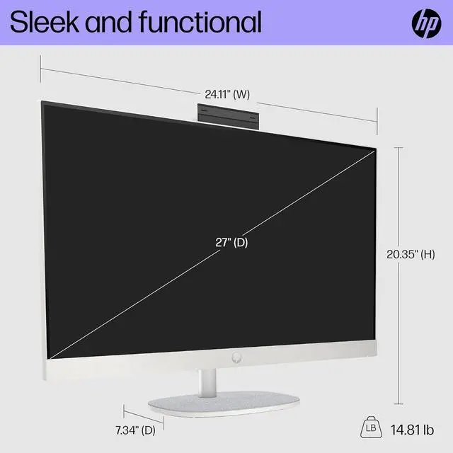 Alt view image 6 of 7 - HP All-in-One Desktop Computer, 27" FHD Display, Intel 10-Core i7-1355U, 64 GB RAM, 1 TB SSD, Intel Iris Xe GPU, Wi-Fi 6, Wireless KB & Mouse, Windows 11 Pro