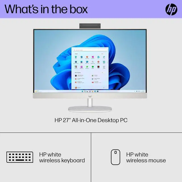 Alt view image 5 of 7 - HP All-in-One Desktop Computer, 27" FHD Display, Intel 10-Core i7-1355U, 64 GB RAM, 1 TB SSD, Intel Iris Xe GPU, Wi-Fi 6, Wireless KB & Mouse, Windows 11 Pro