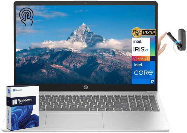 Main image of HP 15.6" FHD Touchscreen Business Laptop, Intel i7-1255U, Intel Iris Xe Graphics, 16 GB RAM, 1 TB SSD, HD Camera, HDMI, Wi-Fi, Fast Charge, Windows 11 Pro