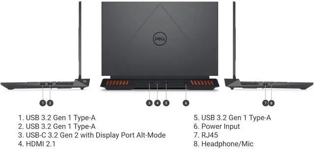 Alt view image 7 of 7 - Dell G15 5530 15.6" FHD 165Hz Gaming Laptop, Intel Core i9-13900HX(24-core), GeForce RTX 4060, 64GB DDR5, 2TB SSD, Wi-Fi 6, Backlit Keyboard, Windows 11 Pro