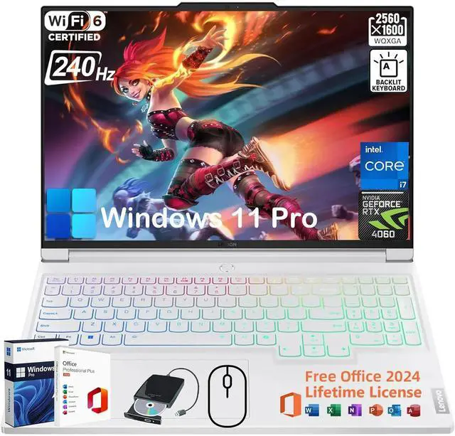 Main image of Lenovo Legion 7i Gaming Laptop - w/Office 2024 & Windows 11 Pro  Intel Core i7-14700HX, 16" WQXGA 240Hz Display, RTX 4060, Backlit KB, Fingerprint, Wi-Fi 6E(32GB DDR5 | 1TB SSD)