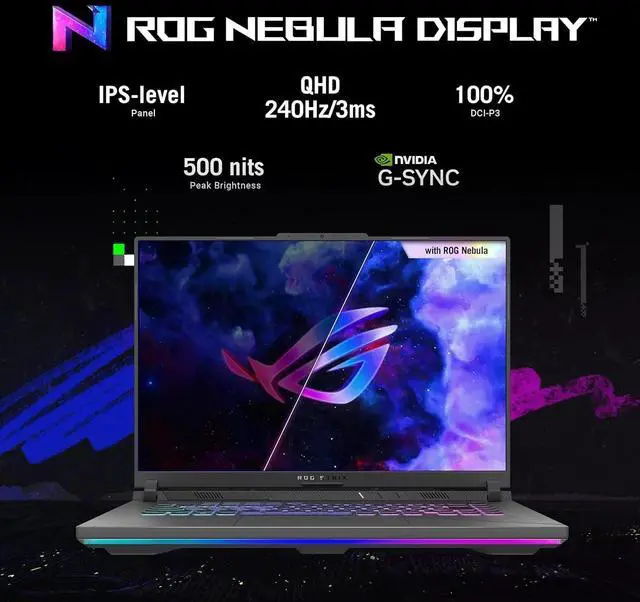 Alt view image 2 of 7 - ASUS ROG Strix G16 16 165Hz Gaming Laptop, GeForce RTX 4070, Intel Core i9-14900HX, 32GB DDR5, 1TB PCIe SSD, Wi-Fi 6E, Backlit keyboard, Windows 11 Pro