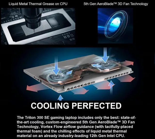 Alt view image 2 of 7 - Acer Predator Triton 300 SE Gaming/Creator Laptop, Intel i7-12700H, GeForce RTX 3060, 16" WQXGA 240Hz, 16GB DDR5, 512GB SSD, Wi-Fi 6E, Windows 11 Pro, Office Lifetime License