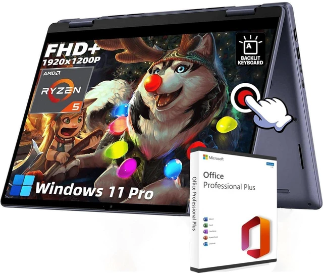 Main image of Dell Inspiron 7445 2-in-1 Business Laptop, 14" Full HD+ Touch Screen, AMD R5 8640HS, Radeon Graphics, 64 GB DDR5, 1 TB SSD, Fingerprint, Windows 11 Pro