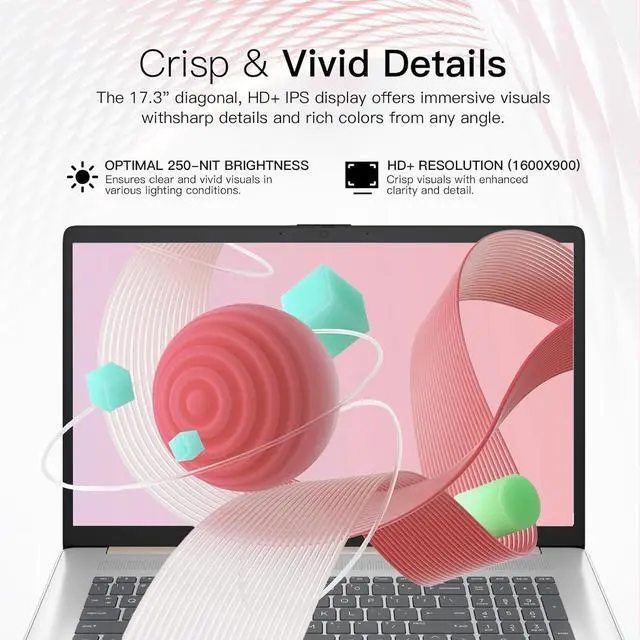 Alt view image 2 of 7 - HP 17.3"  HD+ Laptop, Intel Core i5-1334U, 32 GB RAM, 2TB SSD, Intel Iris Xe Graphics, Windows 11 Pro