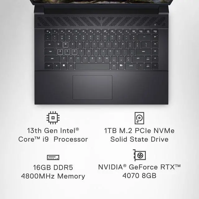 Alt view image 2 of 7 - Dell G16 7630 Gaming Laptop - 16" QHD+ 240Hz 3ms Display, Intel 24-Core i9-13900HX, NVIDIA GeForce RTX 4070 8GB GDDR6, 32GB DDR5, 2TB SSD, Backlit KB, Windows 11 Pro