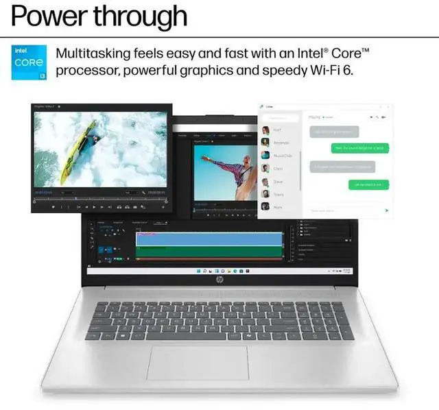 Alt view image 3 of 7 - HP Flagship 17 Laptop Computer - 17.3" 250 nits Display, Intel Core i3-N305, 8GB RAM, 256GB SSD, Windows 11 Home, Numeric Keypad, Wi-Fi 6, Copilot