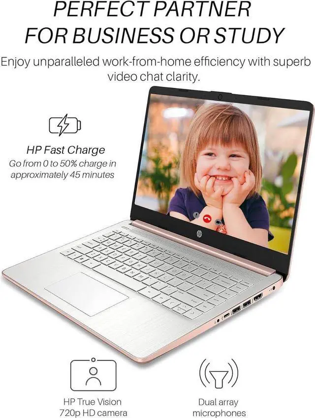 Alt view image 5 of 6 - HP 14" Ultral Light Laptop, 4GB RAM, 128GB eMMC, Intel Quad-Core N4120, Anti-Glare HD Display, Webcam, Windows 11 Home in S Mode