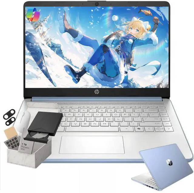 Main image of HP Student Business Laptop, Intel Processor N150 CPU, 14 Inch LED Portable Laptop, 4GB RAM, 128GB UFS, Wi-Fi 6, Copilot AI, Windows 11 H, Sky Blue