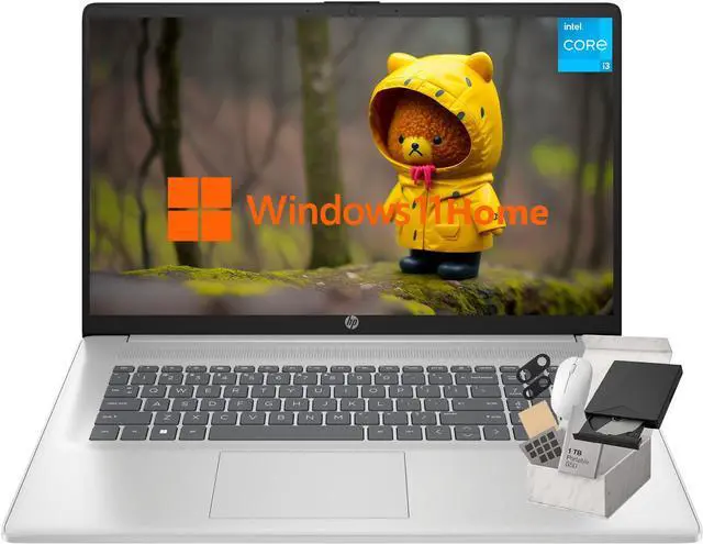 Main image of HP Flagship 17 Laptop Computer - 17.3" 250 nits Display, Intel Core i3-N305, 8GB RAM, 256GB SSD, Windows 11 Home, Numeric Keypad, Wi-Fi 6, Copilot