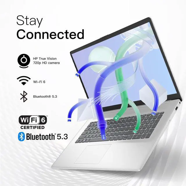 Alt view image 4 of 6 - HP 17.3" Essential Business Laptop, HD+ 250nits Display, Intel Core i5-1334U, Webcam, Windows 11 Pro, 64GB RAM, 2TB SSD, Silver