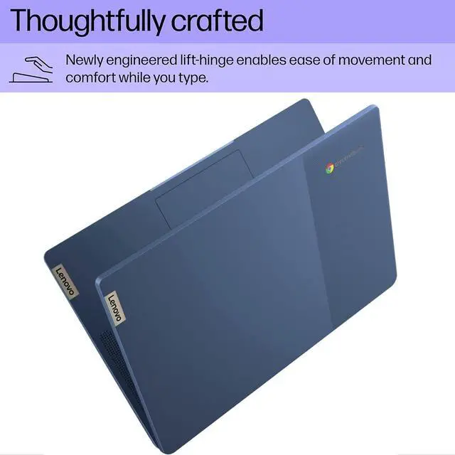 Alt view image 5 of 7 - Lenovo IdeaPad Slim 3 Chromebook, Lightweight Laptop, 14" Full HD Display- 4GB RAM, 64GB eMMC+128GB Micro SD Card, ARM Mali-G52 - HD 720p Camera - MediaTek Kompanio 520 - Abyss Blue