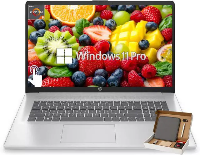 Main image of HP 17.3 inch Touchscreen Business Laptop, AMD Ryzen 5 7430U, 17" HD+ Touch Screen, 64GB RAM, 2TB SSD, Wi-Fi 6, Copilot, Windows 11 Pro