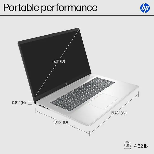 Alt view image 4 of 7 - HP 17.3 inch Touchscreen Business Laptop, AMD Ryzen 5 7430U, 17" HD+ Touch Screen, 64GB RAM, 2TB SSD, Wi-Fi 6, Copilot, Windows 11 Pro