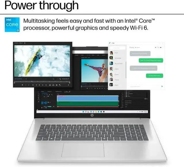 Alt view image 7 of 7 - HP 17-inch Student & Business Laptop - Intel Core i3 - 32GB RAM - 1TB SSD - AI Copilot Key - Windows 11 Pro - Numeric Keypad - Wi-Fi 6 - Silver