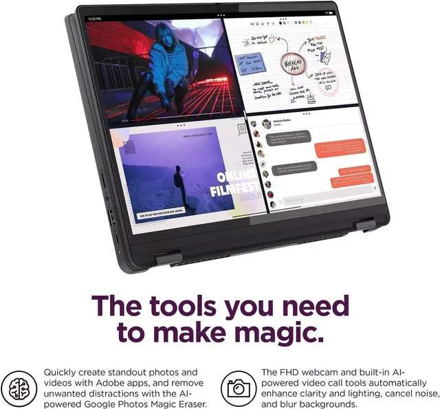 Alt view image 3 of 7 - Lenovo Flex 5i 2-in-1 Laptop - 14" FHD Touchscreen, Intel 10-Core i5-1235U, 8GB RAM, 512GB SSD+ 128GB SD Card, Intel Iris Xe Graphics, Backlit KB, Fingerprint, Windows 11 Pro