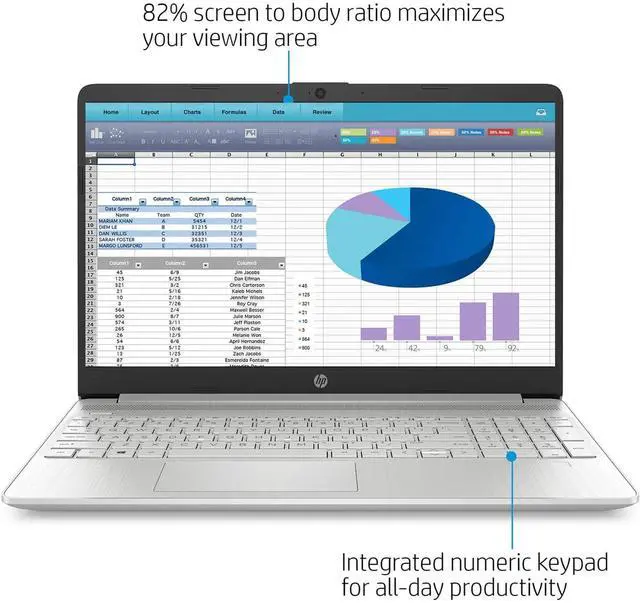 Alt view image 3 of 7 - HP Laptop Computer, 15.6" HD Touchscreen Display, Intel Core i3-1115G4 Processor, 32GB RAM, 1TB SSD, Intel UHD Graphics, Wi-Fi, Bluetooth, Numeric Keypad, Windows 11 Pro, Silver