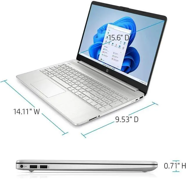 Alt view image 7 of 7 - HP Laptop Computer, 15.6" HD Touchscreen Display, Intel Core i3-1115G4 Processor, 32GB RAM, 1TB SSD, Intel UHD Graphics, Wi-Fi, Bluetooth, Numeric Keypad, Windows 11 Pro, Silver