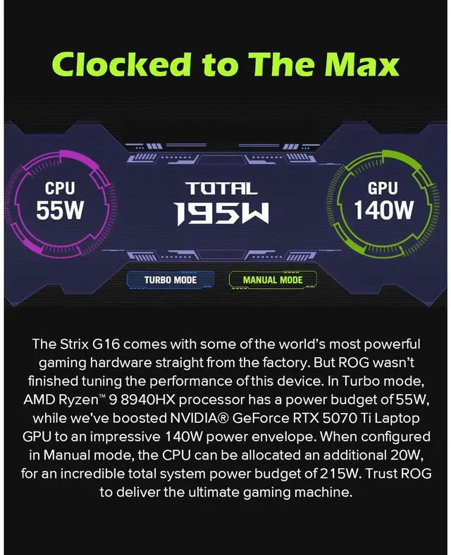 Alt view image 5 of 7 - ASUS ROG Strix G16 Gaming Laptop, NVIDIA GeForce RTX 5070 Ti, AMD Ryzen 9 8940HX, 32GB DDR5 RAM, 1TB SSD, 16 inch 165Hz 300 nits, Wi-Fi 6E, Backlit KB, Windows 11 Pro