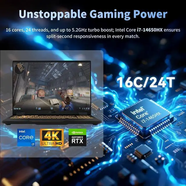 Alt view image 2 of 7 - ASUS TUF F16 Gaming Laptop, Intel Core i7-14650HX(16 Cores), NVIDIA GeForce RTX 5060, 32GB DDR5, 1TB SSD, 16" FHD+ 165Hz IPS Display, Dolby Atmos, Wi-Fi 6E, Windows 11 Pro