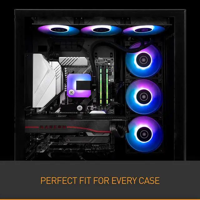 Alt view image 4 of 6 - EK 280mm AIO D-RGB All-in-One Liquid CPU Cooler with EK-Vardar High-Performance PMW Fans, Water Cooling Computer Parts, 140mm Fan, Intel 115X/1200/2066, AMD AM4 LGA 1700 Compatible