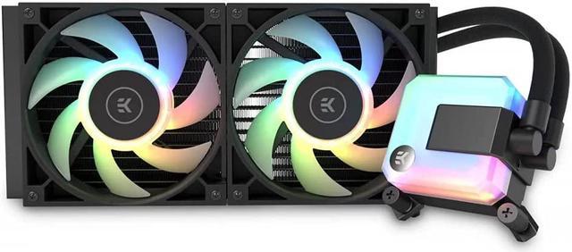 EK-Nucleus AIO CR240 Lux D-RGB, Dark - 240 mm All-in-One Liquid CPU Cooler  with EK FPT Fans, Water Cooling Computer Parts, 120mm Fan, Compatible with  Latest Intel & AMD CPUs 