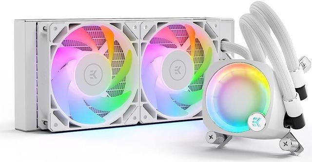 EK-Nucleus AIO CR240 Lux D-RGB White 240mm AIO Liquid Cooler With EK FPT  120mm Fans - Compatible with latest Intel and AMD CPU sockets - LGA 1700  and