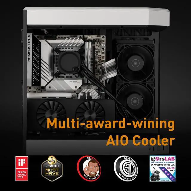 Alt view image 4 of 11 - EK-Nucleus AIO CR360 Dark 360mm AIO Liquid Cooler With EK FPT 120mm Fans - Compatible with latest Intel and AMD CPU sockets - LGA 1700 and AM5