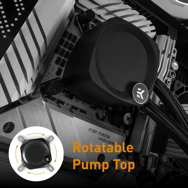 Alt view image 5 of 11 - EK-Nucleus AIO CR360 Dark 360mm AIO Liquid Cooler With EK FPT 120mm Fans - Compatible with latest Intel and AMD CPU sockets - LGA 1700 and AM5