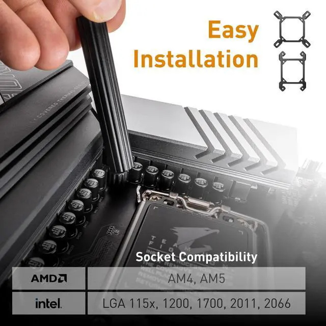 Alt view image 6 of 11 - EK-Nucleus AIO CR360 Dark 360mm AIO Liquid Cooler With EK FPT 120mm Fans - Compatible with latest Intel and AMD CPU sockets - LGA 1700 and AM5