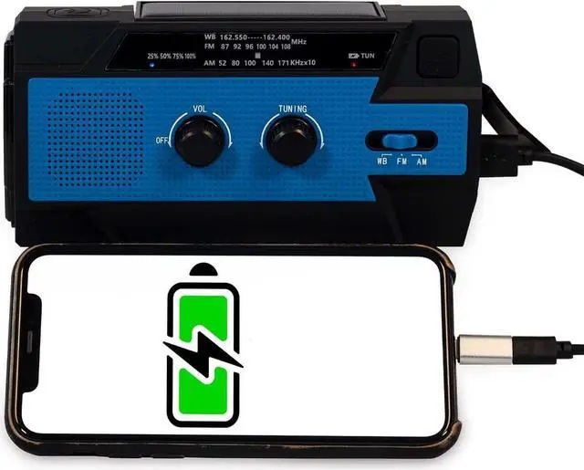 Main image of Emergency Weather Radio 4000MAH Hand Crank Radio Power Bank Charger Flash Light- Small