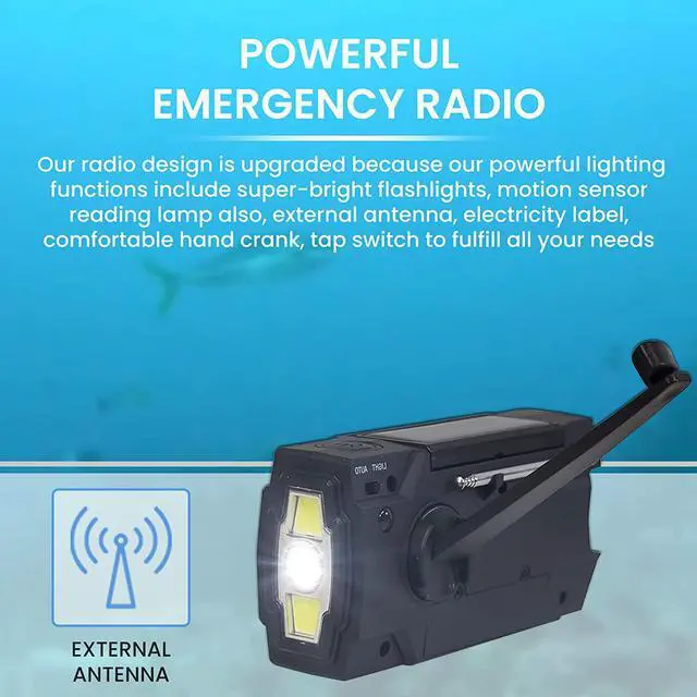 Alt view image 5 of 7 - Emergency Weather Radio 4000MAH Hand Crank Radio Power Bank Charger Flash Light- Small