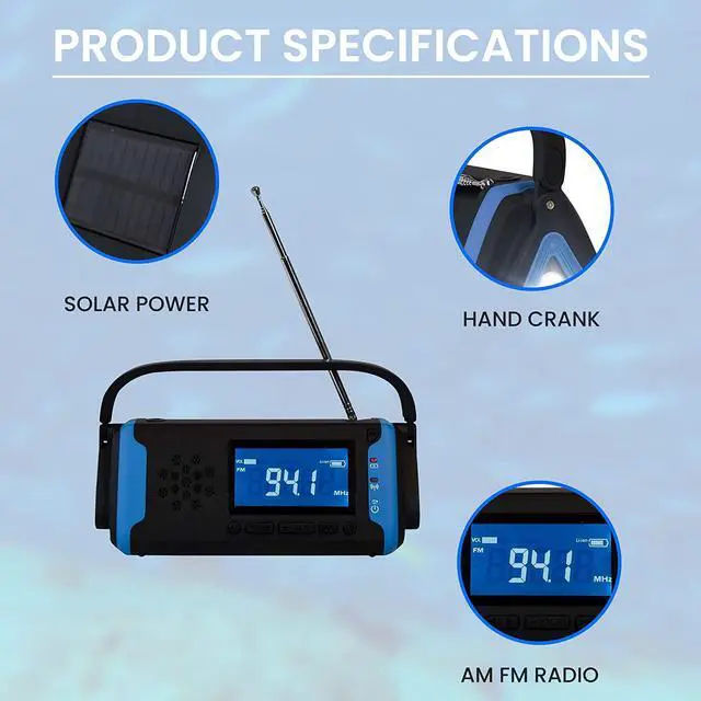 Alt view image 5 of 7 - Emergency Weather Radio 4000MAH Hand Crank Radio Power Bank Charger Flash Light- Large