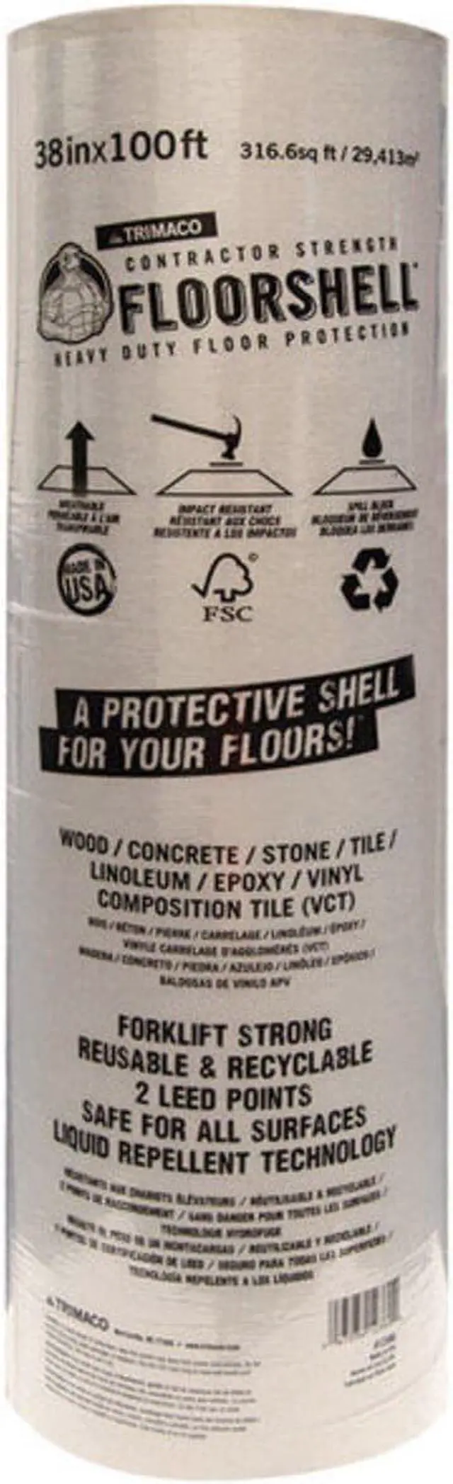 Alt view image 4 of 8 - Trimaco 12380 38 in. x 100 ft. 46 Mil Floor Shell