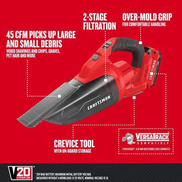 Alt view image 2 of 5 - Craftsman V20 Bagless Cordless Multi-Level Filter Hand Vacuum - Total Qty: 1