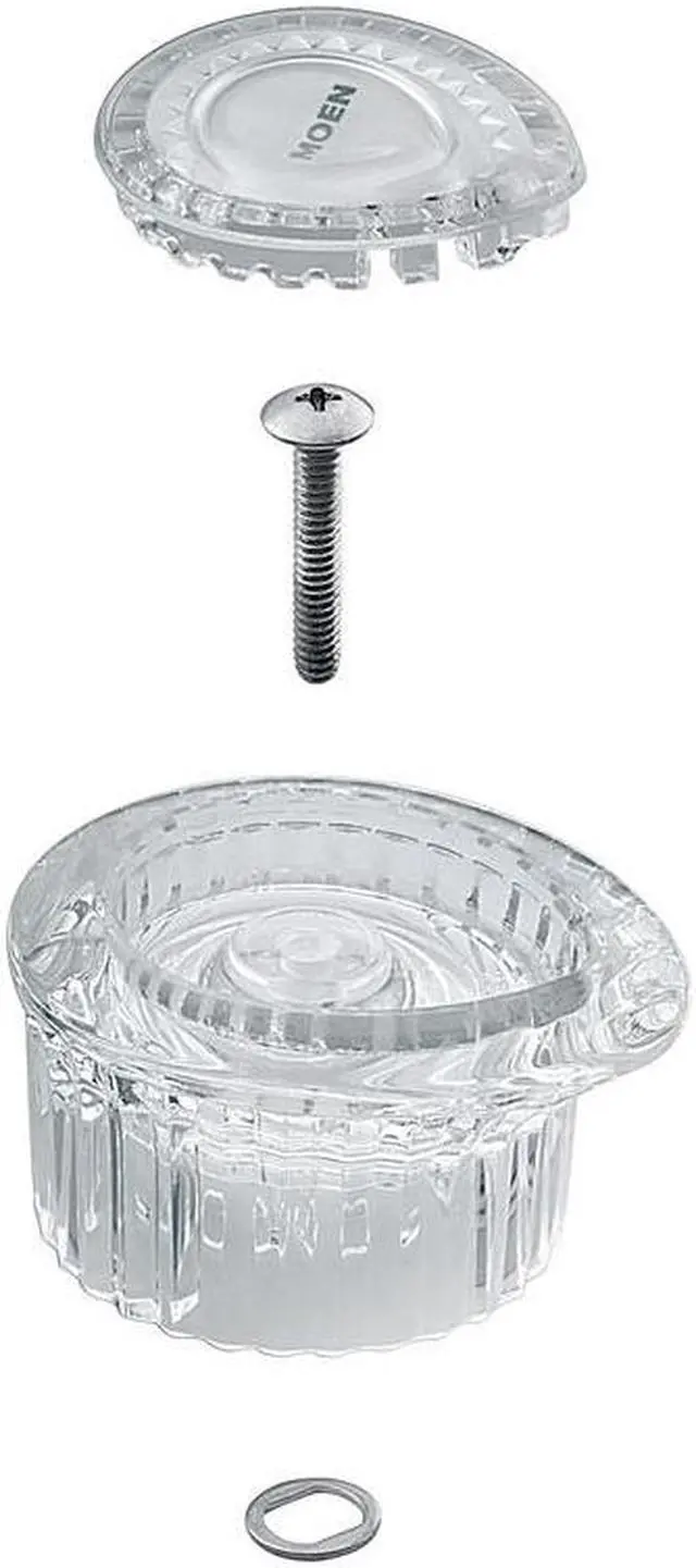 Alt view image 3 of 3 - White/Chrome Inset Clear Faucet Handle Moen Inc 100710 026508059524