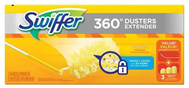 Alt view image 14 of 20 - Swiffer 360 Dusters Plastic Handle Extends to 3 ft 1 Handle & 3 Dusters/Kit