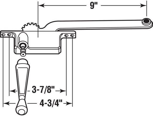 Prime-Line Silver Aluminum Left Single-Arm Casement Square Type Window Operator For Steel Framed Win Prime-Line Silver Aluminum Left Single-Arm Casement Square Type Window Operator For Steel Framed Win